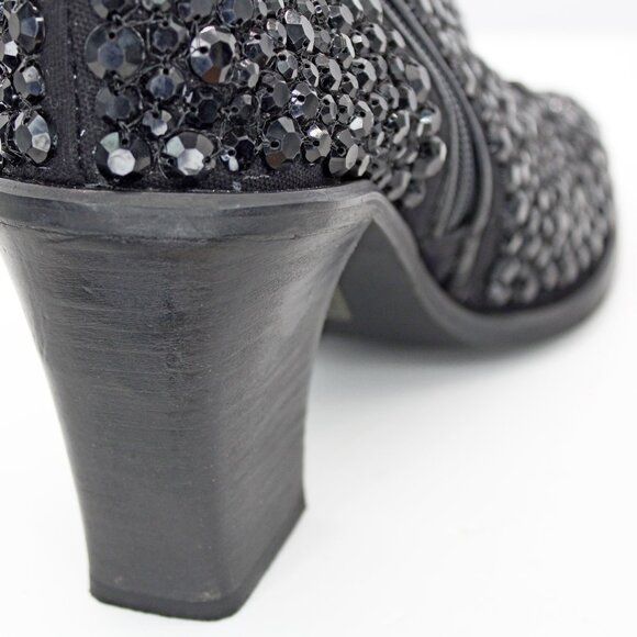 Free People 'Barclay' Backstage Black Rhinestone Sequin Ankle Boots: Size 41 - Picture 6 of 7